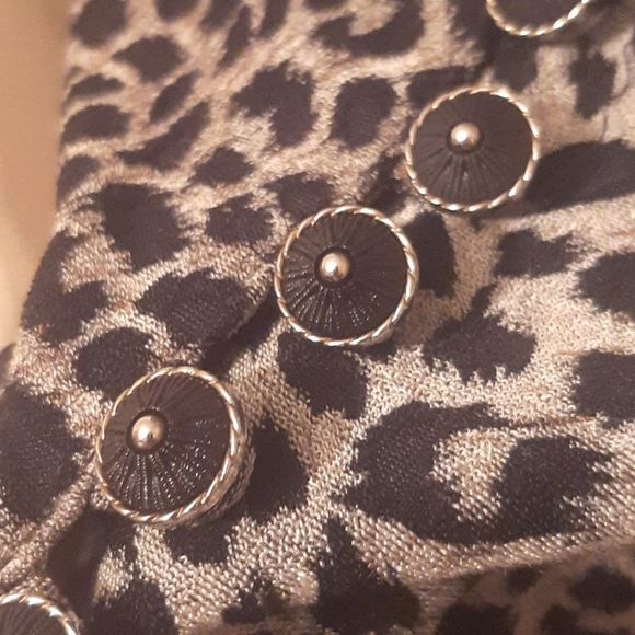 Vintage Paco Rabanne Animal Print button up cap sleeve Dress L / Adjustable size - Picture 7 of 7